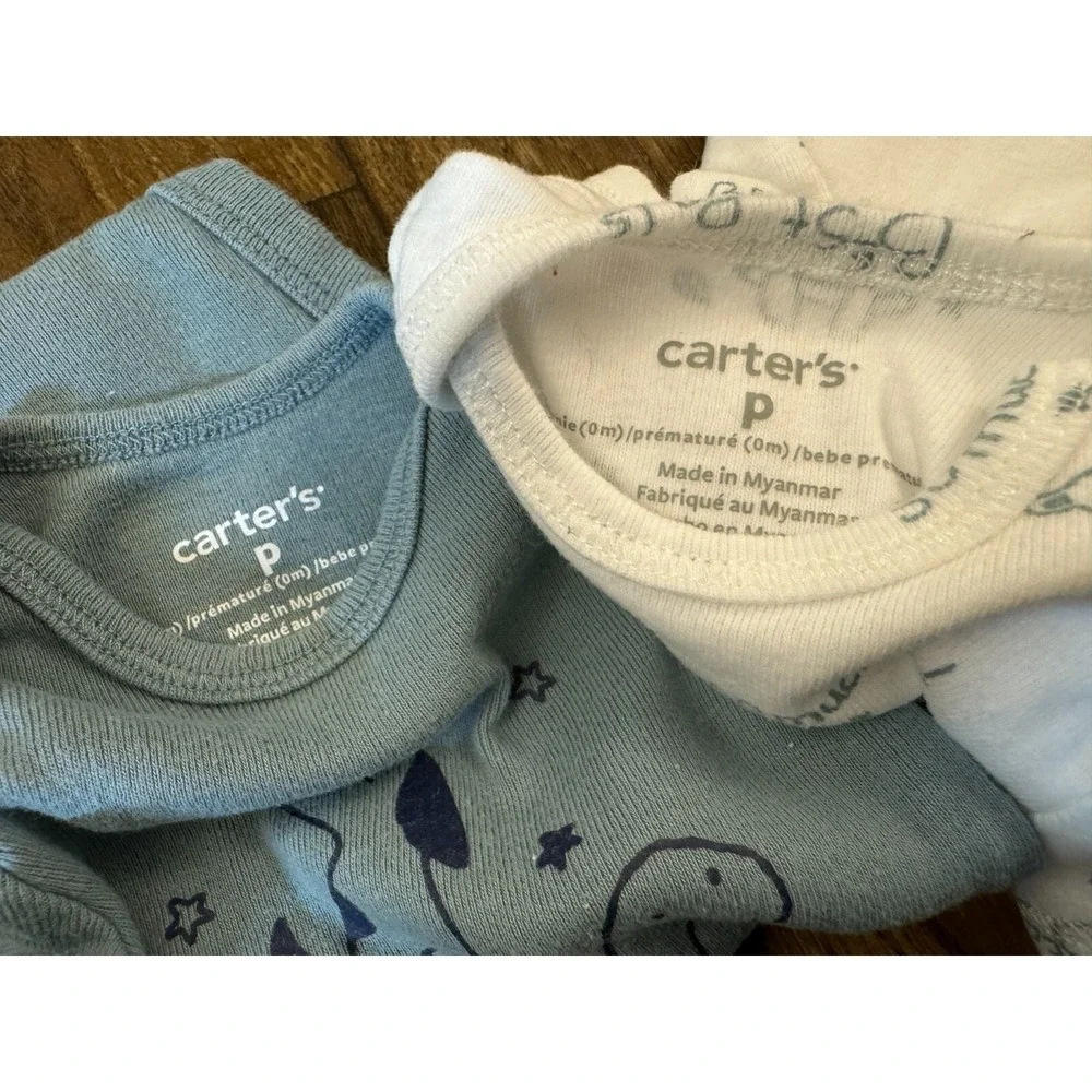 Carters Baby Boy Preemie Lot Bodysuits Tees Animal‎ Dog Turtle Best Pals Clothes